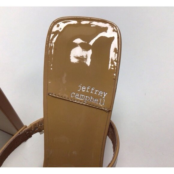 JEFFREY CAMPBELL Hustler Nude Patent Leather Platform Strap Heel Sandals Size 10 - Picture 4 of 14